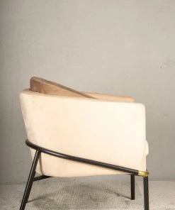 The-Golden-Triangle-India Furniture Juno Lounge Chair - Beige And Tan 7 The-Golden-Triangle-India Furniture Juno Lounge Chair - Beige And Tan