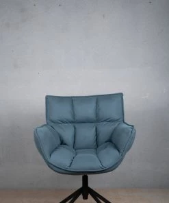 The Golden Triangle India Furniture Cooper Swivel Chair - Blue