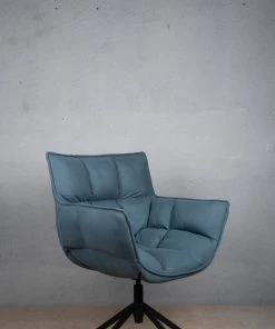 The Golden Triangle India Furniture Cooper Swivel Chair - Blue