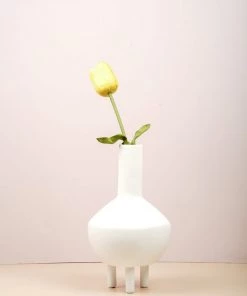 The Golden Triangle India Three Legged Vase - White Vases
