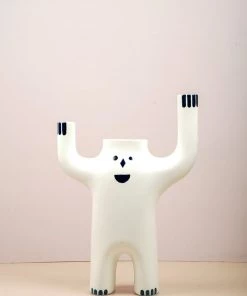 The Golden Triangle India Vases Happy Face Vase - White