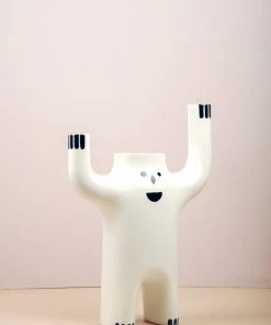 The Golden Triangle India Vases Happy Face Vase - White