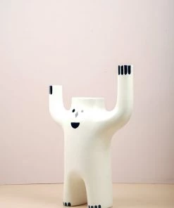 The Golden Triangle India Vases Happy Face Vase - White