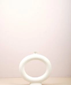The Golden Triangle India Doughnut Vase With Base - White