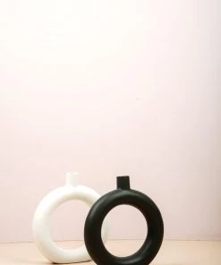 The Golden Triangle India Monochrome Collection Doughnut Vase - Black 9 The Golden Triangle India Monochrome Collection Doughnut Vase - Black