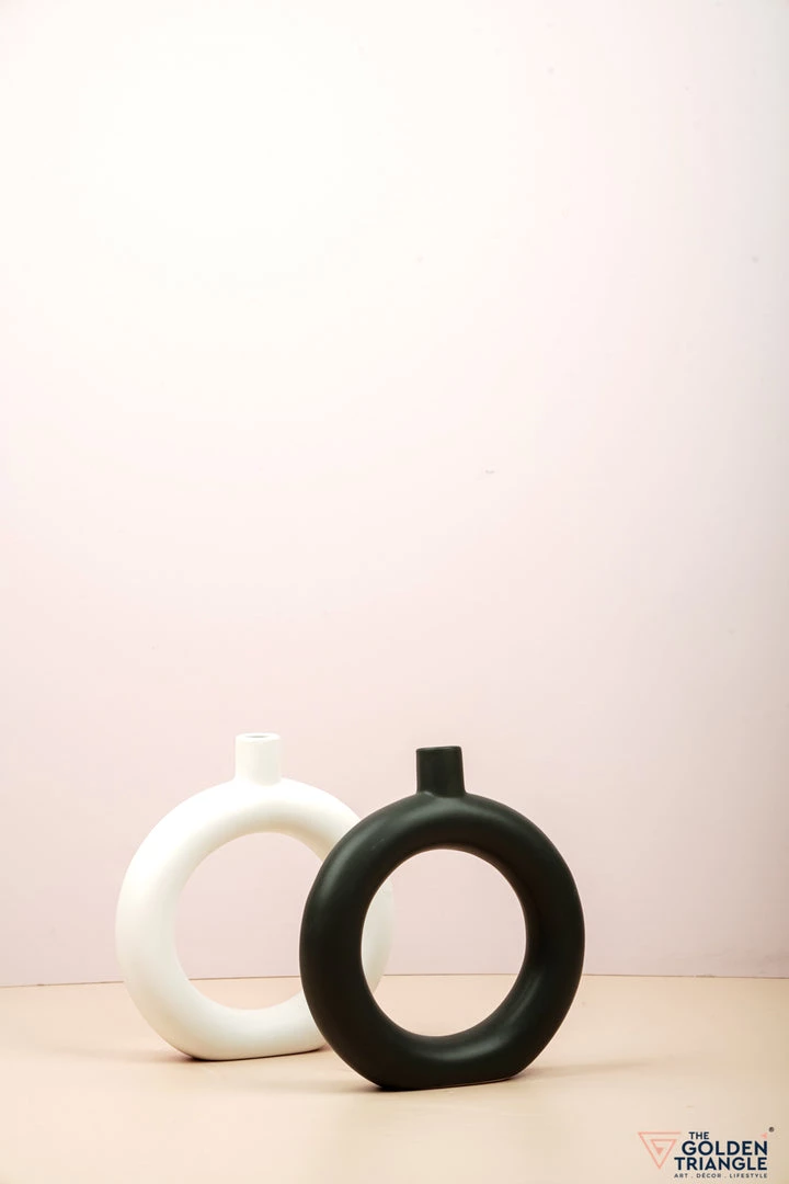 The Golden Triangle India Monochrome Collection Doughnut Vase - Black 6 The Golden Triangle India Monochrome Collection Doughnut Vase - Black