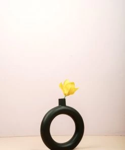 The Golden Triangle India Monochrome Collection Doughnut Vase - Black