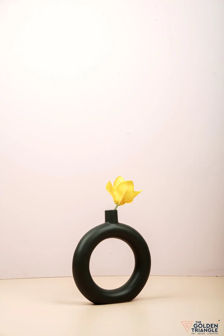 The Golden Triangle India Monochrome Collection Doughnut Vase - Black 3 The Golden Triangle India Monochrome Collection Doughnut Vase - Black