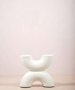 The Golden Triangle India White Arch Vase - Double U