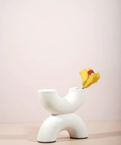 The Golden Triangle India White Arch Vase - Double U