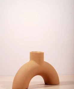 The Golden Triangle India Vases Tan Arch Vase - Inverted U