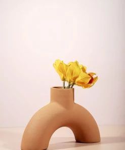 The Golden Triangle India Vases Tan Arch Vase - Inverted U 7 The Golden Triangle India Vases Tan Arch Vase - Inverted U