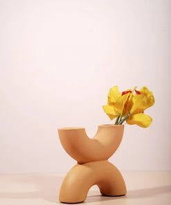 The Golden Triangle India Tan Arch Vase - Double U Vases