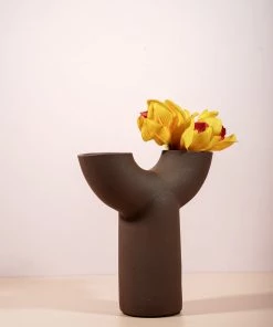 The Golden Triangle India Brown Arch Vase - Y Vases