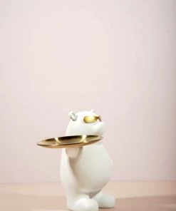 The Golden Triangle India Artefacts Billy Bear Holding A Tray - White