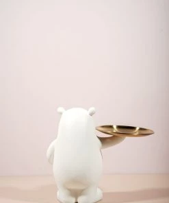 The Golden Triangle India Artefacts Billy Bear Holding A Tray - White
