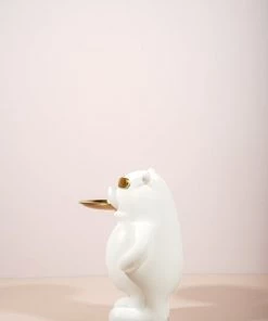 The Golden Triangle India Artefacts Billy Bear Holding A Tray - White