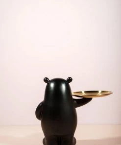 The Golden Triangle India Artefacts Billy Bear Holding A Tray - Black