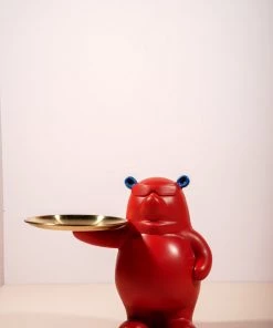 The Golden Triangle India Billy Bear Holding A Tray - Red
