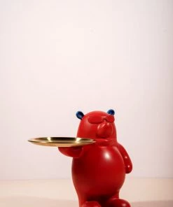 The Golden Triangle India Billy Bear Holding A Tray - Red