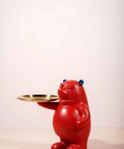 The Golden Triangle India Billy Bear Holding A Tray - Red