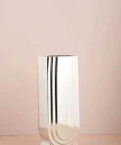 The Golden Triangle India Maximus Metallic Silver Vase - Tall Glitz Collection
