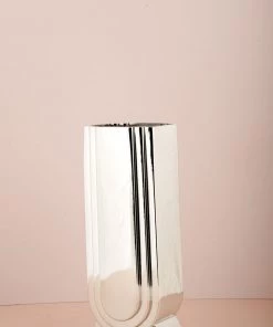 The Golden Triangle India Maximus Metallic Silver Vase - Tall Glitz Collection