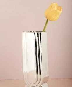 The Golden Triangle India Maximus Metallic Silver Vase - Tall Glitz Collection