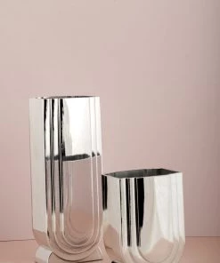 The Golden Triangle India Maximus Metallic Silver Vase - Tall Glitz Collection