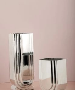 The Golden Triangle India Glitz Collection Maximus Metallic Silver Vase - Short