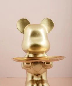 The Golden Triangle India Artefacts Bear With A Heart Holding A Tray - Gold