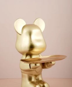 The Golden Triangle India Artefacts Bear With A Heart Holding A Tray - Gold 8 The Golden Triangle India Artefacts Bear With A Heart Holding A Tray - Gold