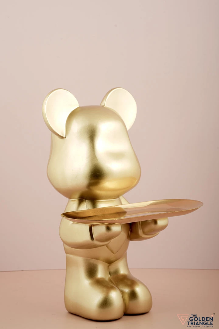 The Golden Triangle India Artefacts Bear With A Heart Holding A Tray - Gold 5 The Golden Triangle India Artefacts Bear With A Heart Holding A Tray - Gold