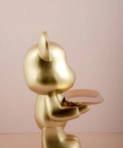 The Golden Triangle India Artefacts Bear With A Heart Holding A Tray - Gold 9 The Golden Triangle India Artefacts Bear With A Heart Holding A Tray - Gold