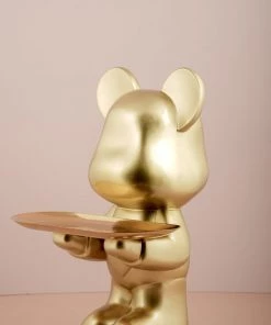 The Golden Triangle India Artefacts Bear With A Heart Holding A Tray - Gold