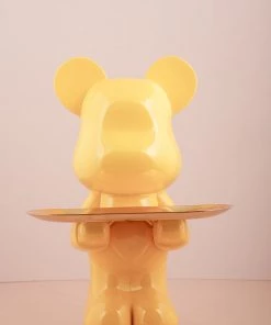 The Golden Triangle India Bear With A Heart Holding A Tray - Yellow Artefacts