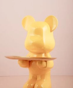 The Golden Triangle India Bear With A Heart Holding A Tray - Yellow Artefacts