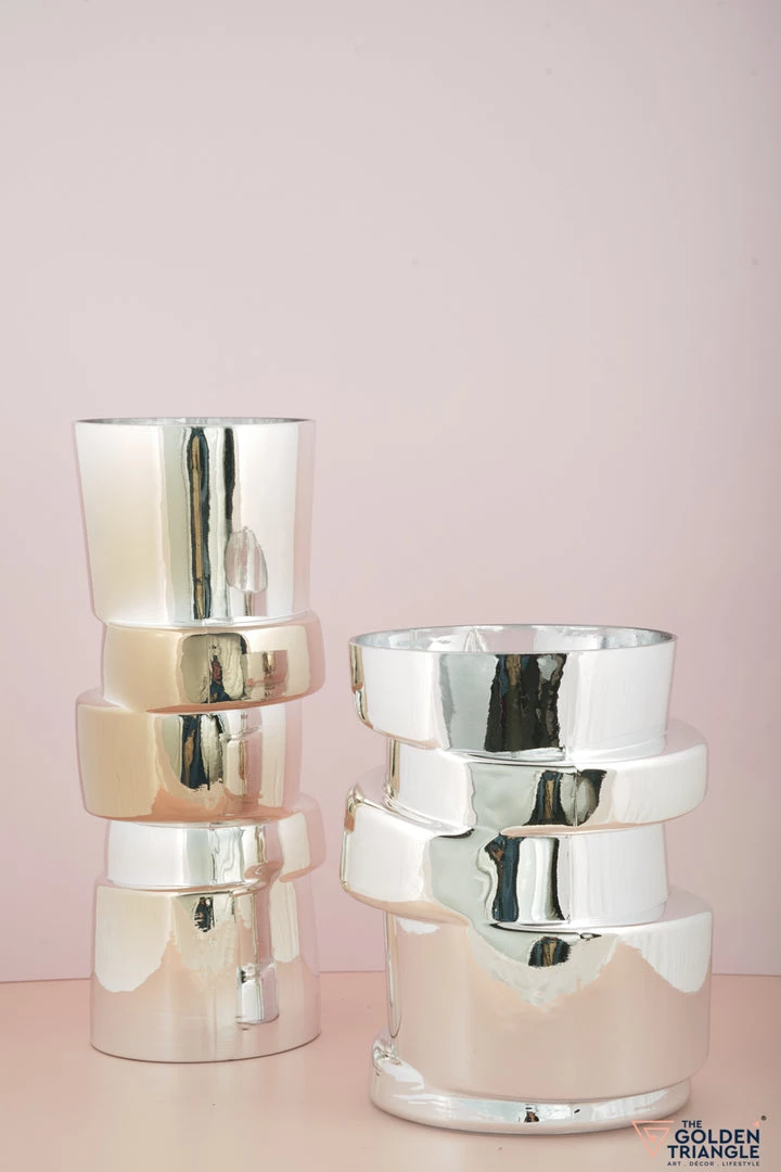The Golden Triangle India Glitz Collection Cliff Metallic Silver Vase - Tall 6 The Golden Triangle India Glitz Collection Cliff Metallic Silver Vase - Tall
