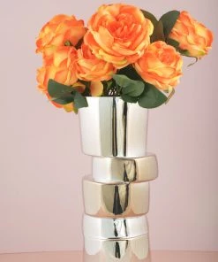 The Golden Triangle India Glitz Collection Cliff Metallic Silver Vase - Tall