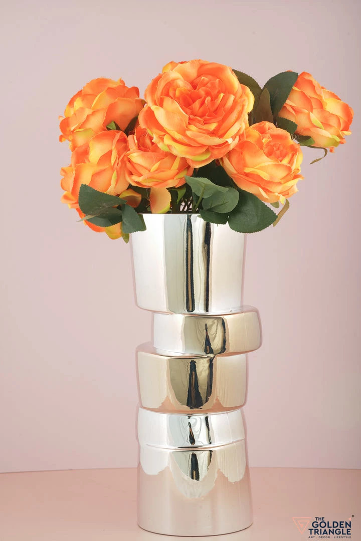 The Golden Triangle India Glitz Collection Cliff Metallic Silver Vase - Tall 3 The Golden Triangle India Glitz Collection Cliff Metallic Silver Vase - Tall