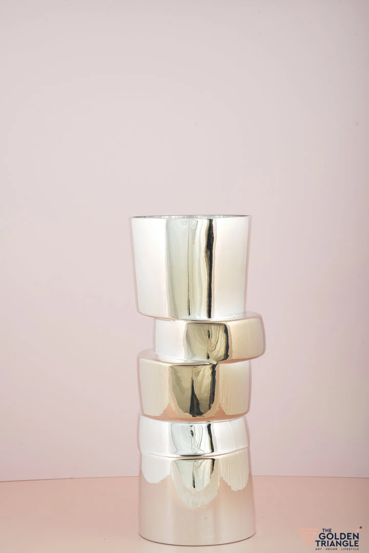 The Golden Triangle India Glitz Collection Cliff Metallic Silver Vase - Tall 5 The Golden Triangle India Glitz Collection Cliff Metallic Silver Vase - Tall