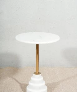 The-Golden-Triangle-India Furniture Rouen Side Table - White