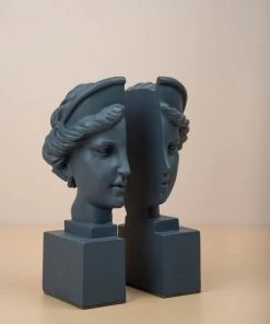 The-Golden-Triangle-India Lucia - Woman Sculpt Faced Bookend - Blue