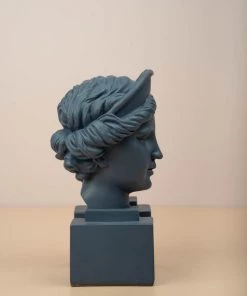 The-Golden-Triangle-India Lucia - Woman Sculpt Faced Bookend - Blue