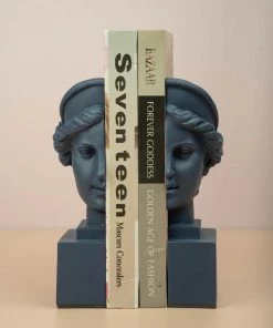 The-Golden-Triangle-India Lucia - Woman Sculpt Faced Bookend - Blue