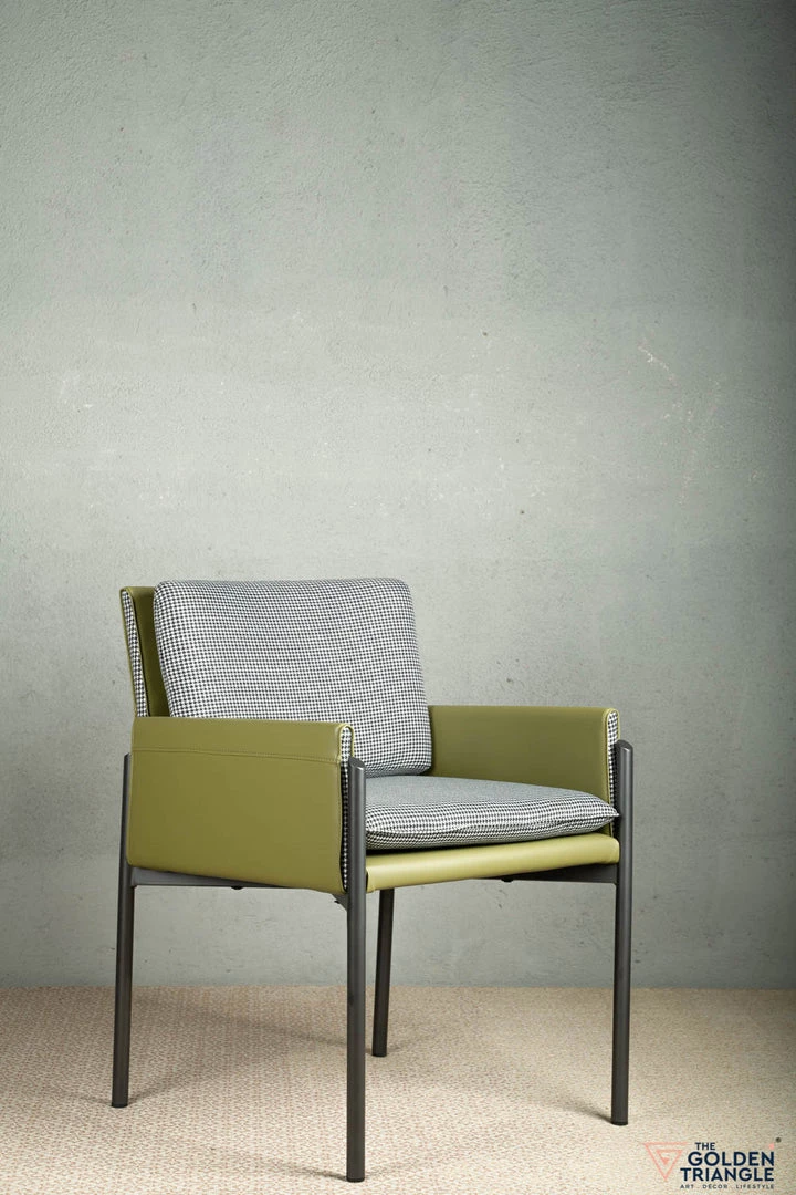 The-Golden-Triangle-India Orlando Houndstooth Accent Chair - Green Furniture 3 The-Golden-Triangle-India Orlando Houndstooth Accent Chair - Green Furniture