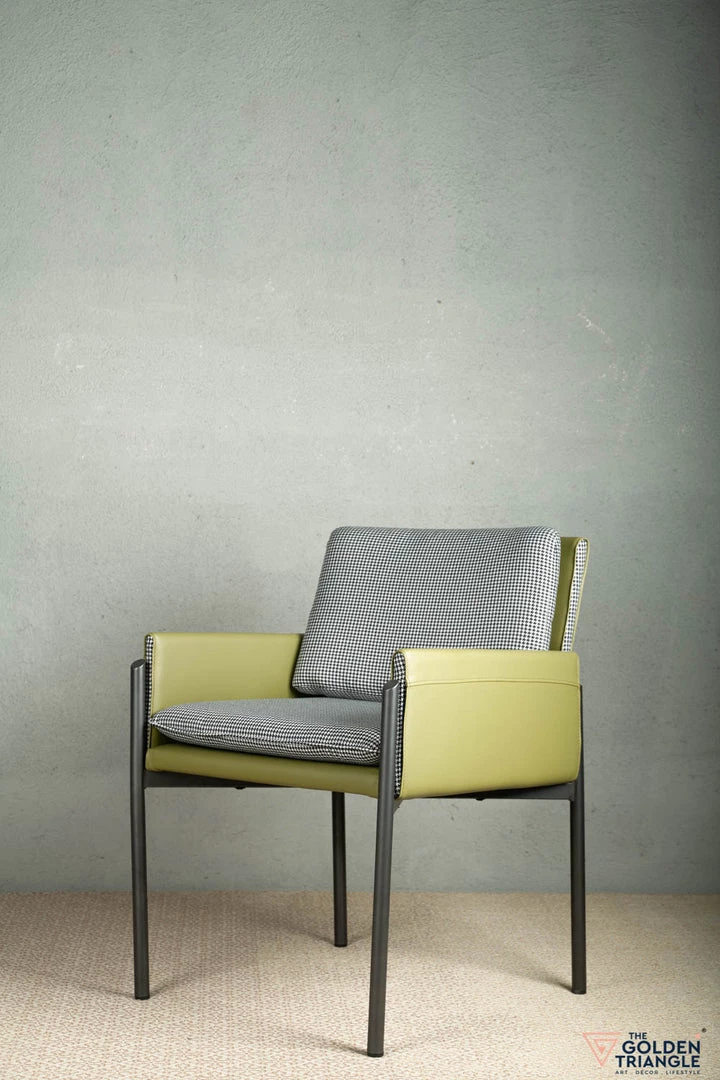 The-Golden-Triangle-India Orlando Houndstooth Accent Chair - Green Furniture 4 The-Golden-Triangle-India Orlando Houndstooth Accent Chair - Green Furniture