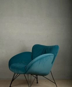 The-Golden-Triangle-India Azure Plush Accent Chair - Teal Furniture