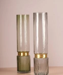 The-Golden-Triangle-India Carl Cylindrical Glass Vase - Green