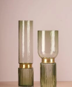 The-Golden-Triangle-India Cara Cylindrical Glass Vase - Green